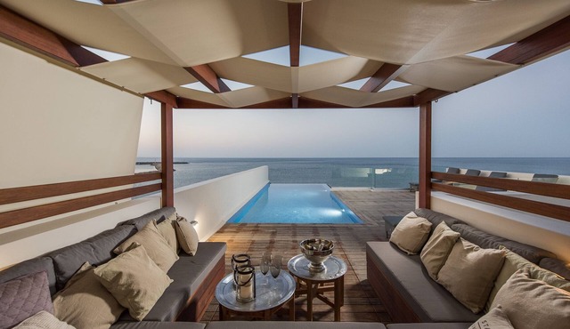 CELESTINE, beach front villa with roof top pool and spectacular views. in Kolymvari