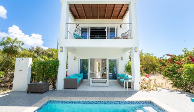Modern Grace Bay villa with Pool 3 mins walk to Beach & Reef Sleeps 4 ,Gardens in The Bight Settlement
